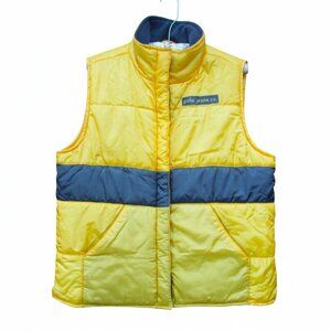 Vtg Polo Jeans Co Ralph Lauren Puffer Vest Yellow Navy 90s Gorpcore Large Y2K